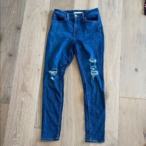 Levi’s high rise skinny Classic Distressed Skinny Jeans in Deep Blue denim 28